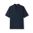 Navy blue polo shirt on a white background