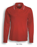 Adults Stitch Feature Essential L/S Polo - Red