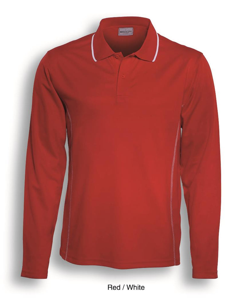 Adults Stitch Feature Essential L/S Polo - Red