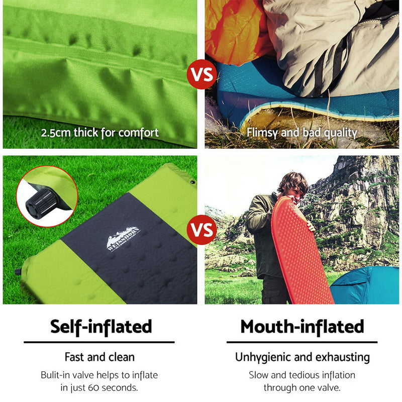 Weisshorn Self Inflating Mattress Single - Green