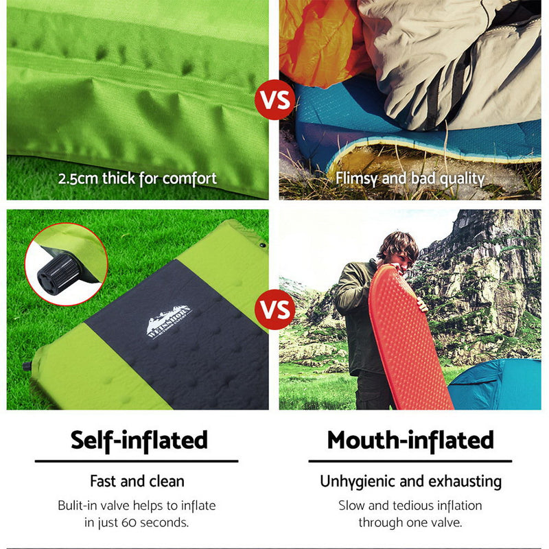 Weisshorn Self Inflating Mattress Double - Green