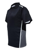 Sublimated Panel Golf Polo - Black/Grey - sportscrazy.com.au