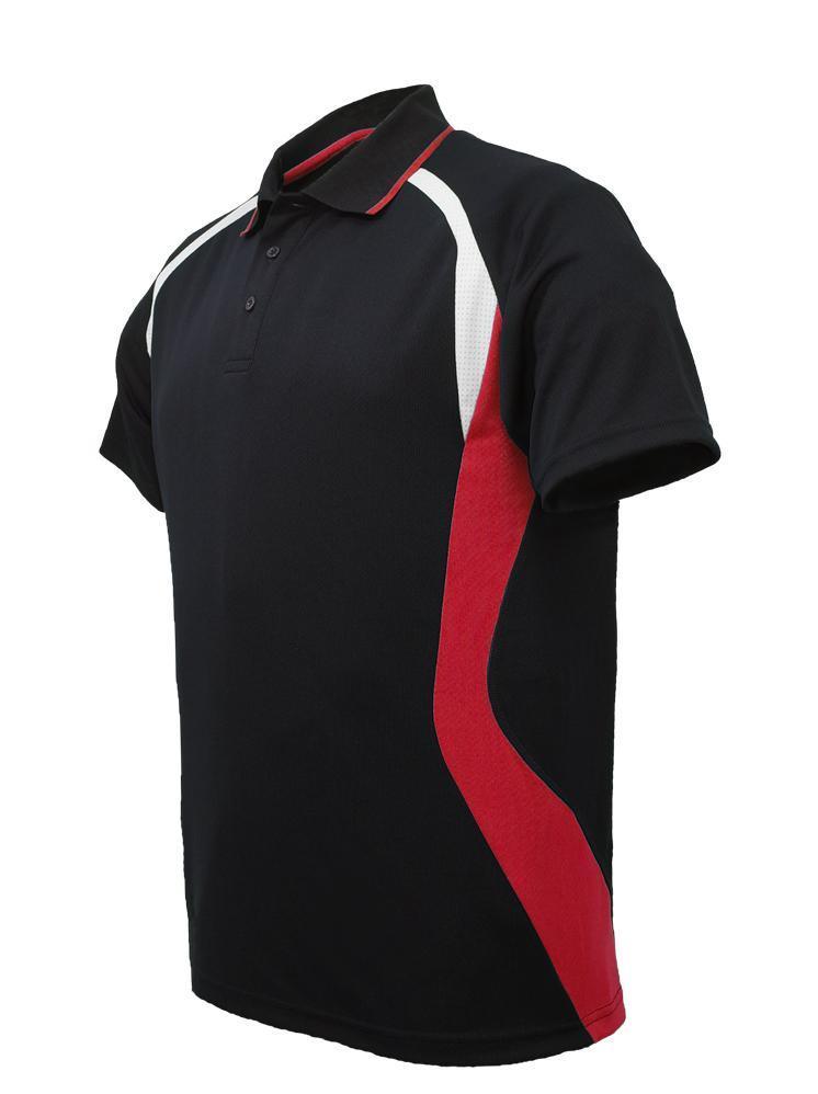 Golf Sports Panel Polo Shirt - Black/Red/White - sportscrazy.com.au