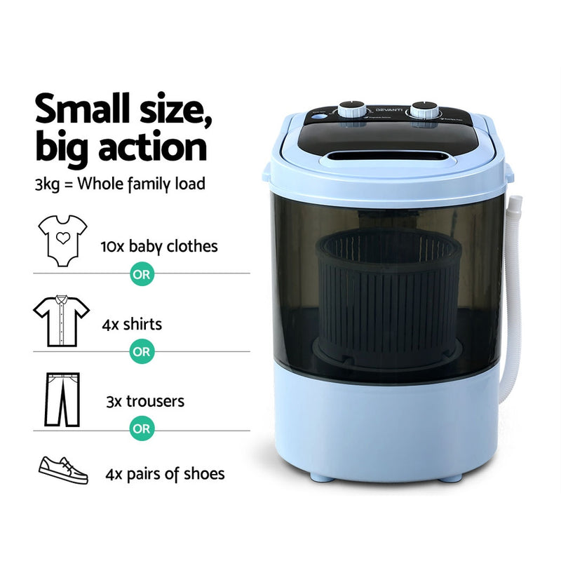 Devanti 3KG Mini Portable Washing Machine