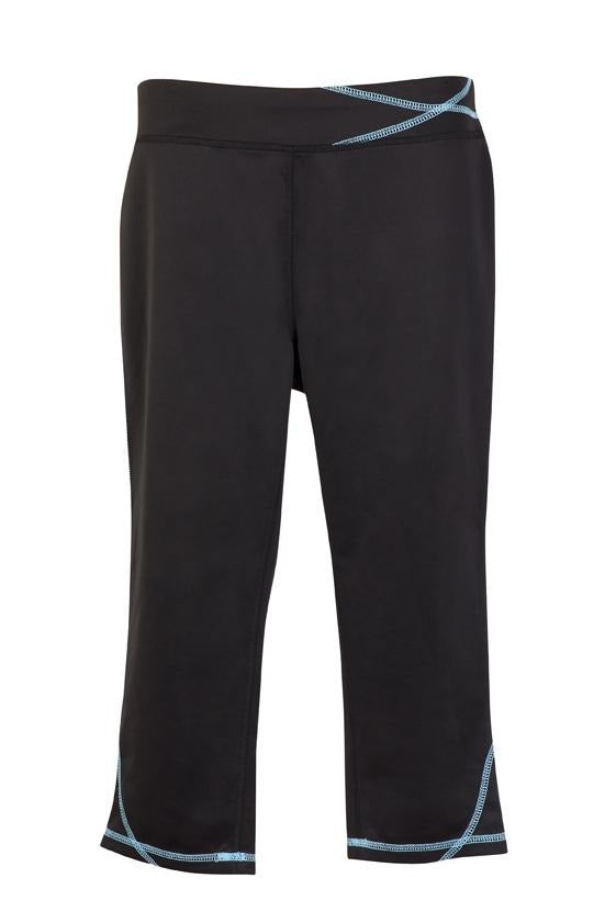 Ladies Contrast Stitch Leggings - Black/Aqua - sportscrazy.com.au