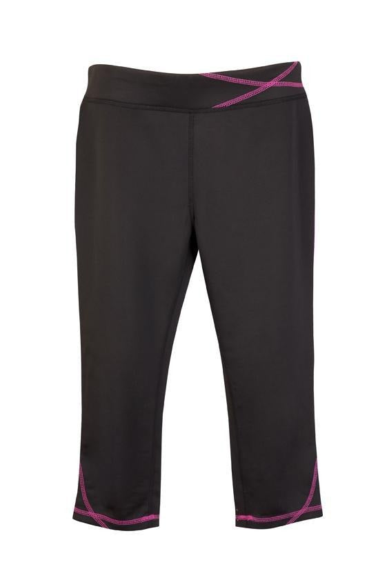 Ladies Contrast Stitch Leggings - Black/Pink - sportscrazy.com.au