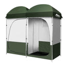 Weisshorn Double Camping Shower Toilet Tent - Green - sportscrazy.com.au