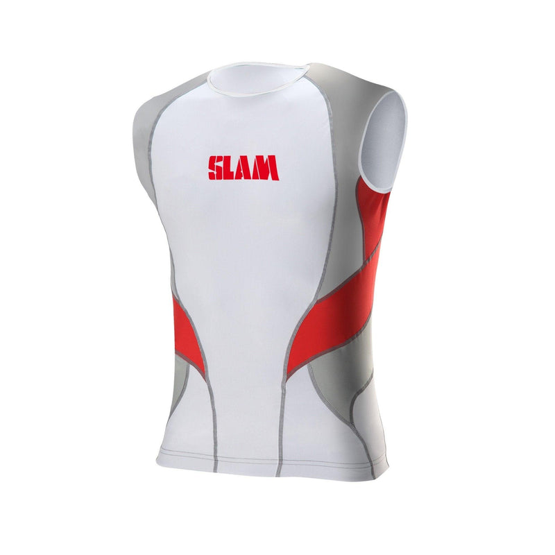 Slam Kids Sleeveless Rash Top - White/Red - sportscrazy.com.au