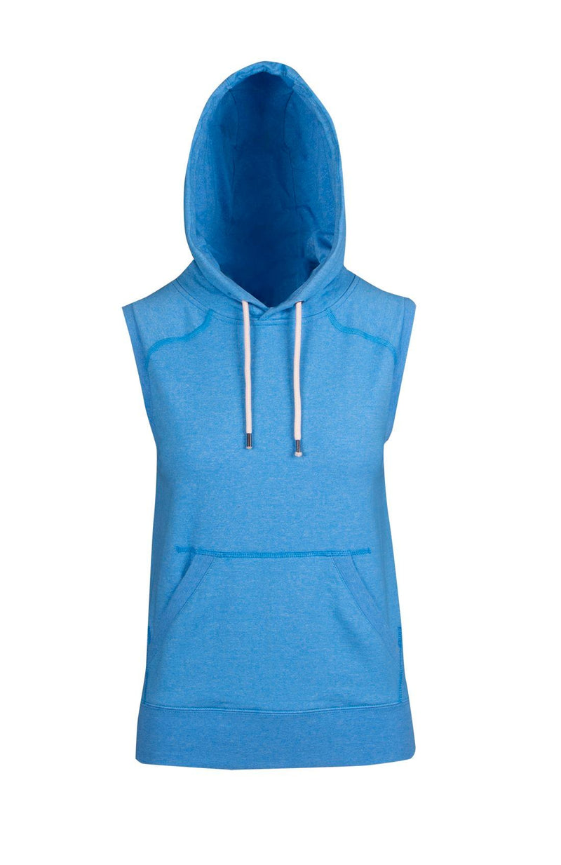 Ladies Heather Sleeveless Hoodie - Sapphire