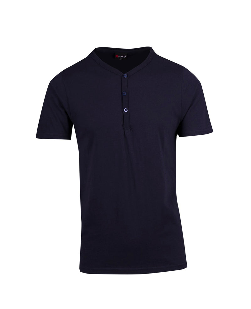 Mens Henley Tee - Navy