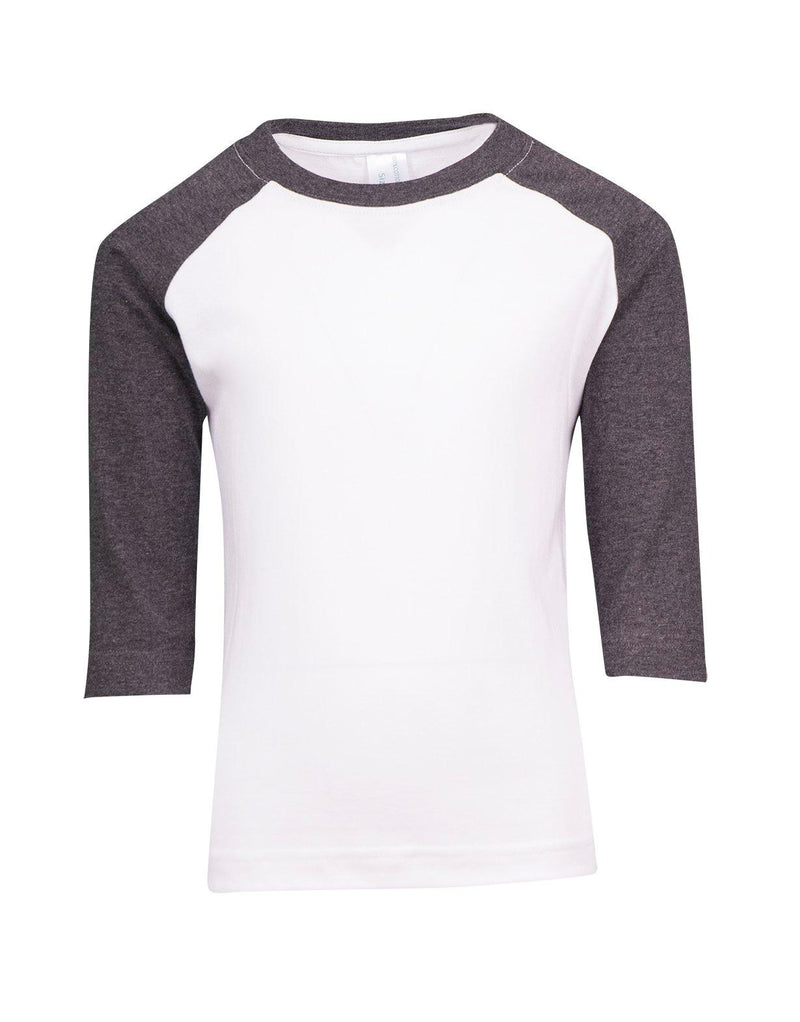 Kids 3/4 Raglan Sleeve T-Shirt - White/Dk Marle