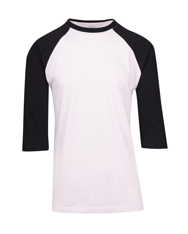 Mens 3/4 Sleeve Raglan Tee - White/Black